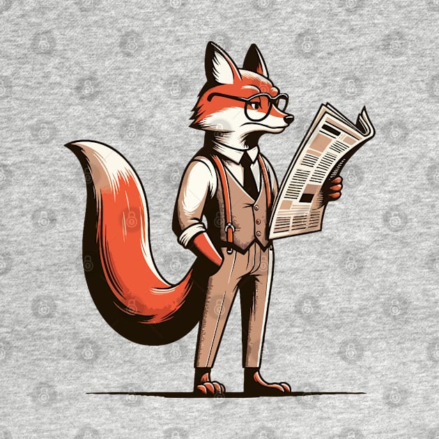 Clever fox reads newspsper by Art_Boys